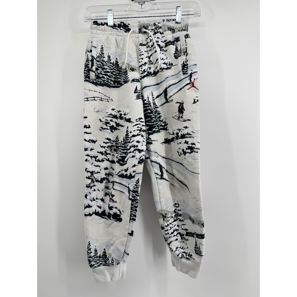 Jordan Kids Essentials Holiday Fleece Pants Winter Print Joggers White Red L